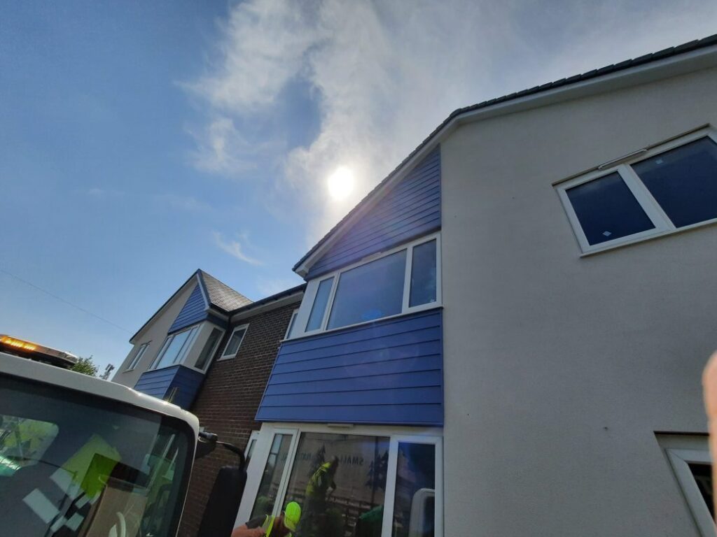 Care Home, Exhall: new-build care home with timber and blue cladding
